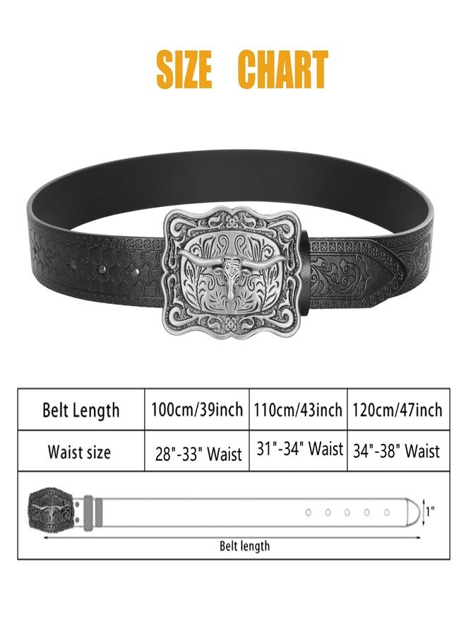 XuoAz Western Cowboy Belts for Men Women - Longhorn Bull Decoration Pu Leather Cowgirl-Country-Belt for Jeans Pants - Image 5
